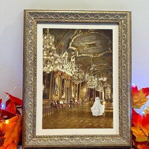 Halloween 32 x 24 Vintage Ghost artwork in ornate gold frame